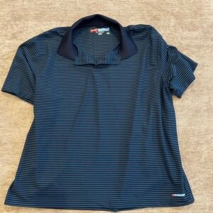Wrangler Breathe Dri Polo Shirt Men's 2X Large Blue Stripe Golf Casual